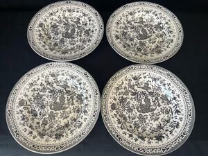 RARE Burleigh Black Regal Chinese Peacock Stonewall Kitchen Set of Bowls England